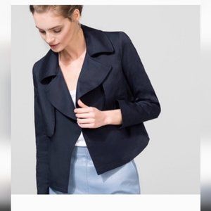 RARE! Cuyana Cropped Wool Coat - Navy - Medium